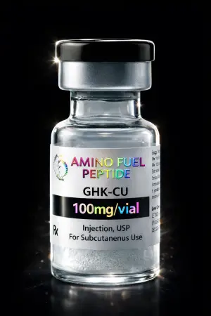 GHK-Cu 100mg research peptide vial from Amino Fuel Labs