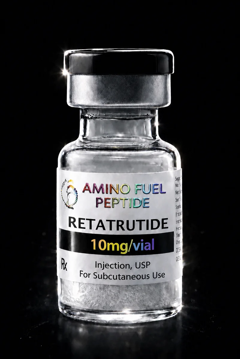 Retatrutide 10mg research peptide vial from Amino Fuel Labs