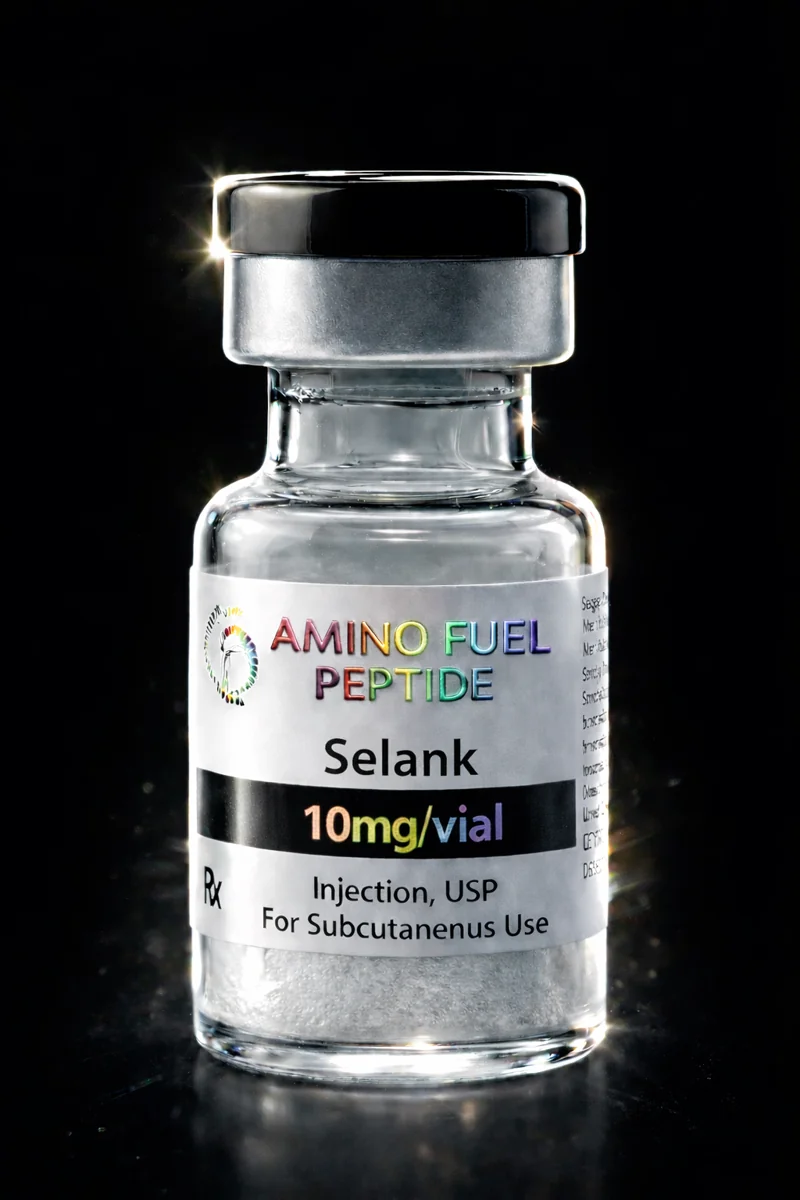 Selank 10mg research peptide vial from Amino Fuel Labs
